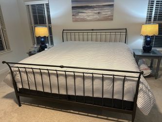 King size metal headboard, and footboard