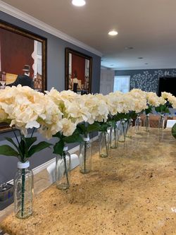 Lighted Hydrangea centerpieces table