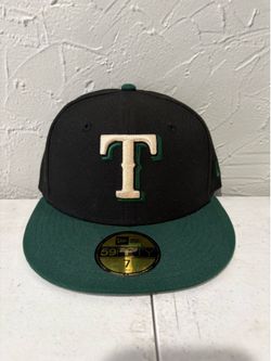 MLB new era Texas rangers black green 59fifty fitted hat size 7