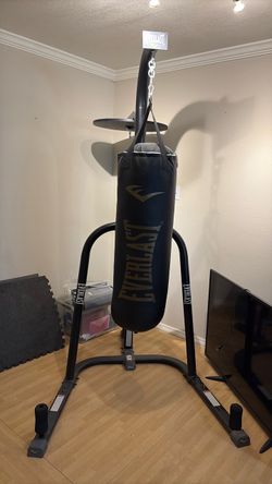 Punching bag with speed bag and gloves