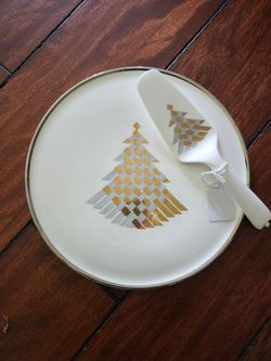 Vintage Daniel Hechter Paris 2-Pc Christmas Tree Cake Set (Fine Bone China)