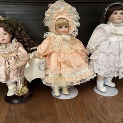Set Of Three (3) Vintage Porcelain Dolls 