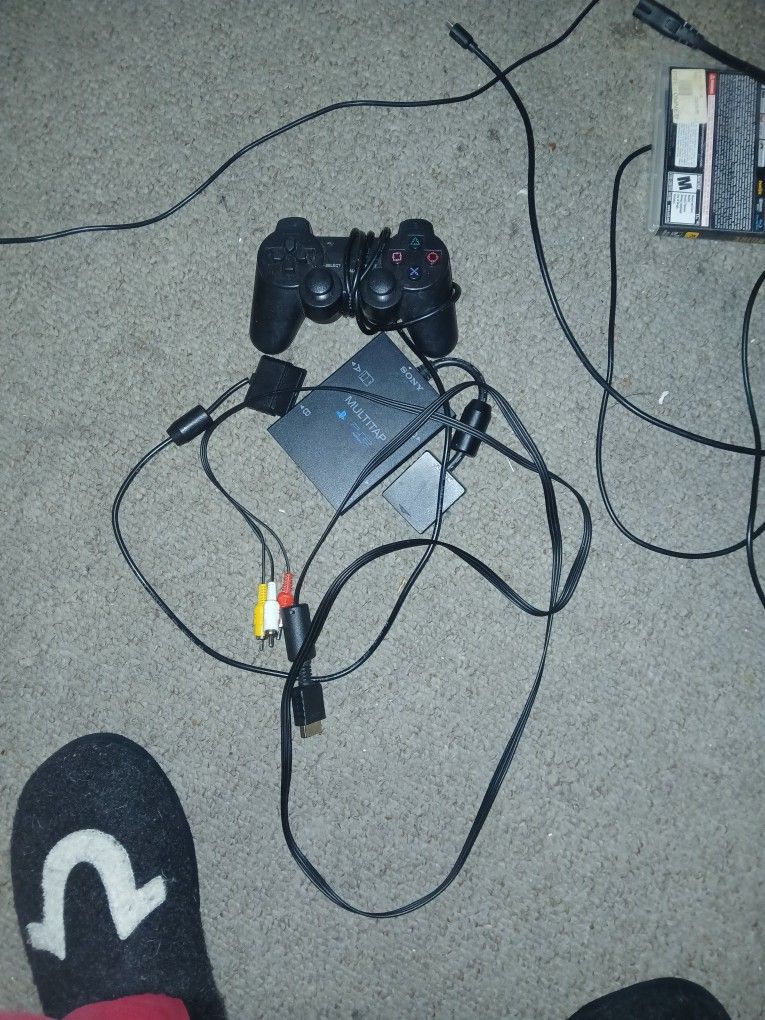 Ps2 Controller With Multitap Memory Card With Color Wire