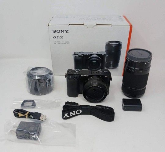 Sony alpha 6100 Mirrorless 4k video camera with E Paz 16-50mm lens