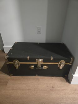 VIntage black Seward Steamer Trunk