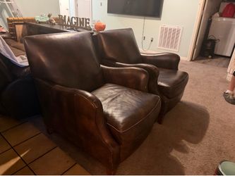 Accent chairs pair of two/ leather