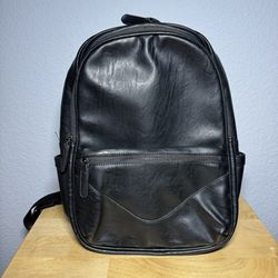 Genuine Leather Backpack ~ Black Semi-Textured Leather ~ No Scuffs or Scratches - Mint Condition 