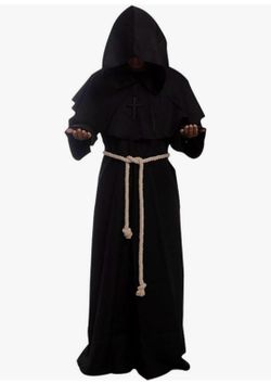 Black Monk Robe Costume with Hood