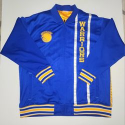 Vintage Mitchell & Ness NBA Golden State Warriors heavy zip up jacket men's size 5XL 