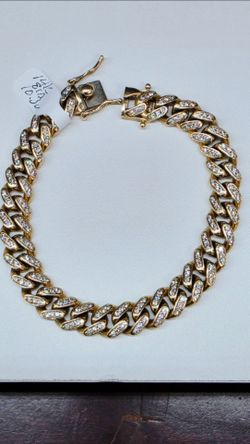 14k 8inch 10.3mm Diamond Bracelet (CASH ONLY NO TRADES NON NEGOTIABLE 59.5 GRAMS)