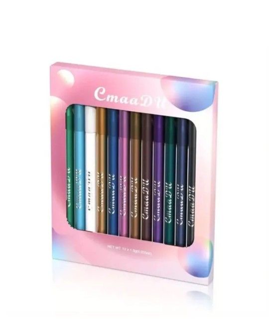 12 Metallic Silk Matte Highly Pigmented Rich Eyeshadows/Eyeliners