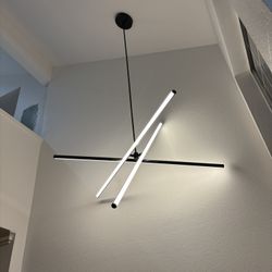 3-Light Modern Black Linear Sputnik LED Chandelier