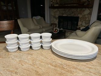 Corning ware  French white ramekins and platters