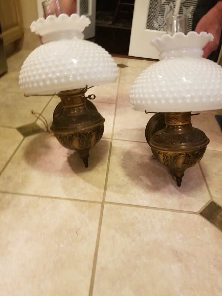 Vintage electric hurricane wall lamps