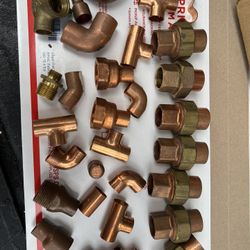 Copper Fittings 1/2 & 3/4” Unions Adapters Valve Tees Elbows $65 Cash