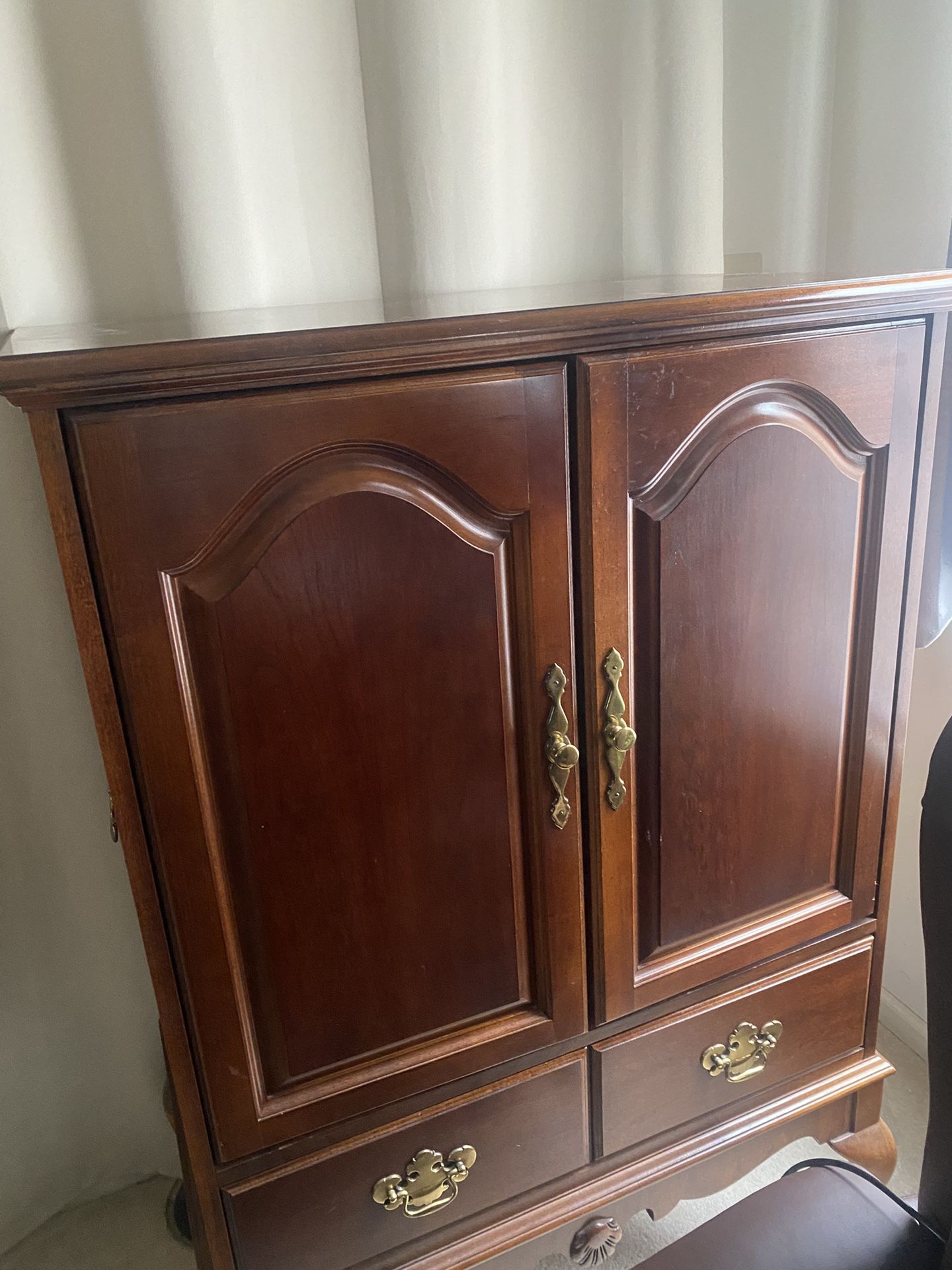 Cherry Multi Use Cabinet (TV/AV) Blanket Chest Etc. With Electric Outlet