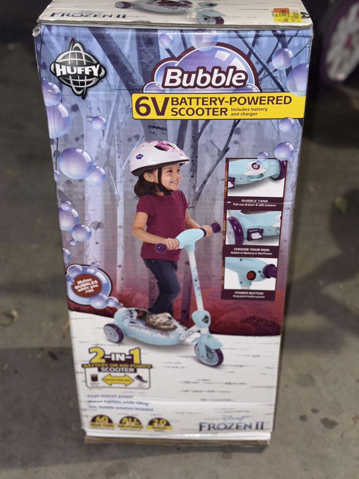 Huffy Disney Frozen 3-Wheel 6V Electric Bubble Scooter
