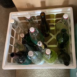 8 Grolsch Style Bottles And 6 Wine Bottle