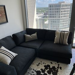 Dark Gray Couch And Ottoman 