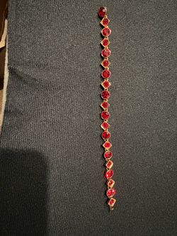 Red Crystal Gold-Tone Tennis Bracelet