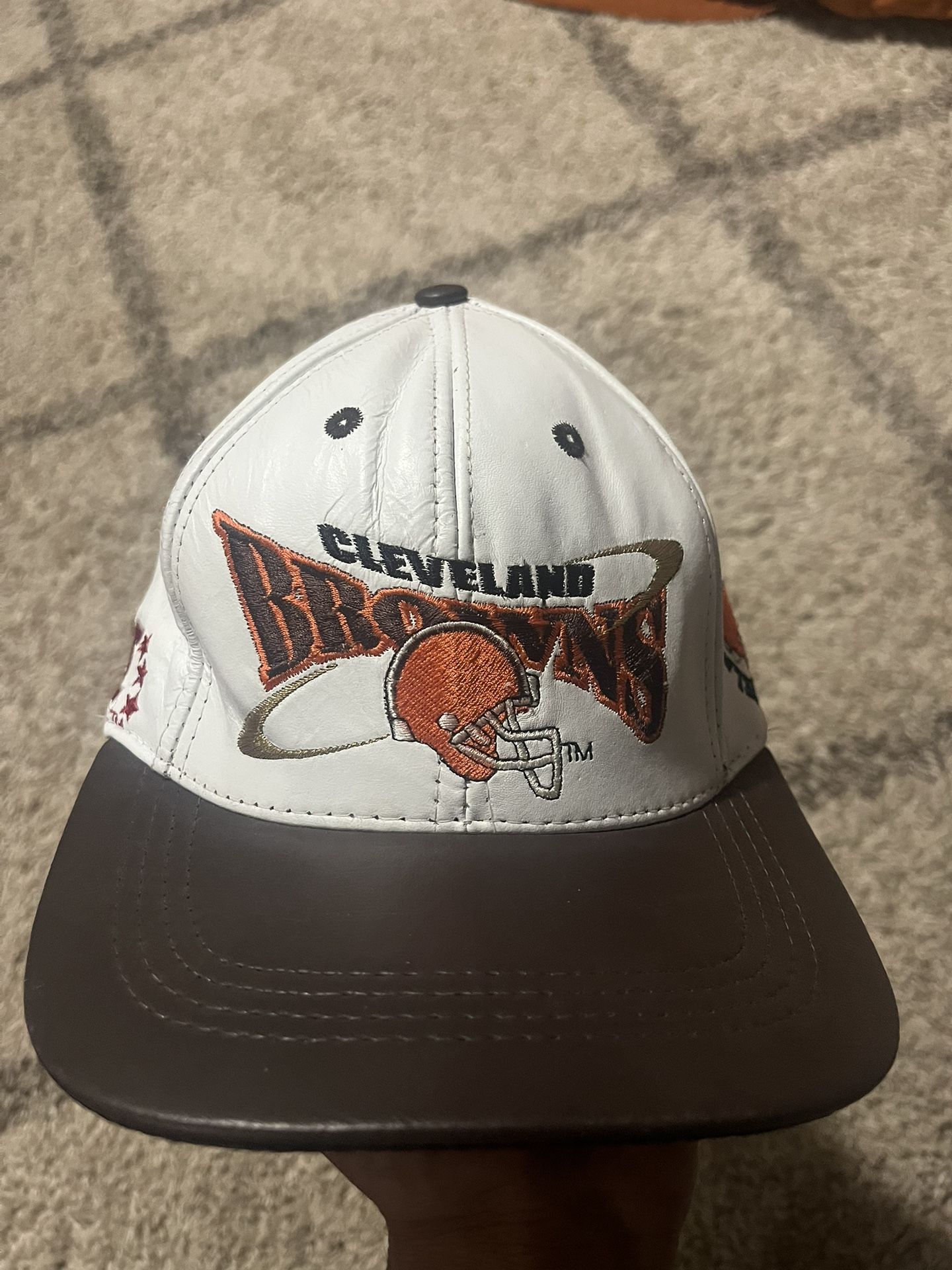 Vintage Pro Elite Cleveland Browns Leather Adjustable Hat USA Trucker Baseball