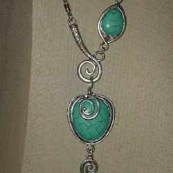 Faux Turquoise necklace Silver