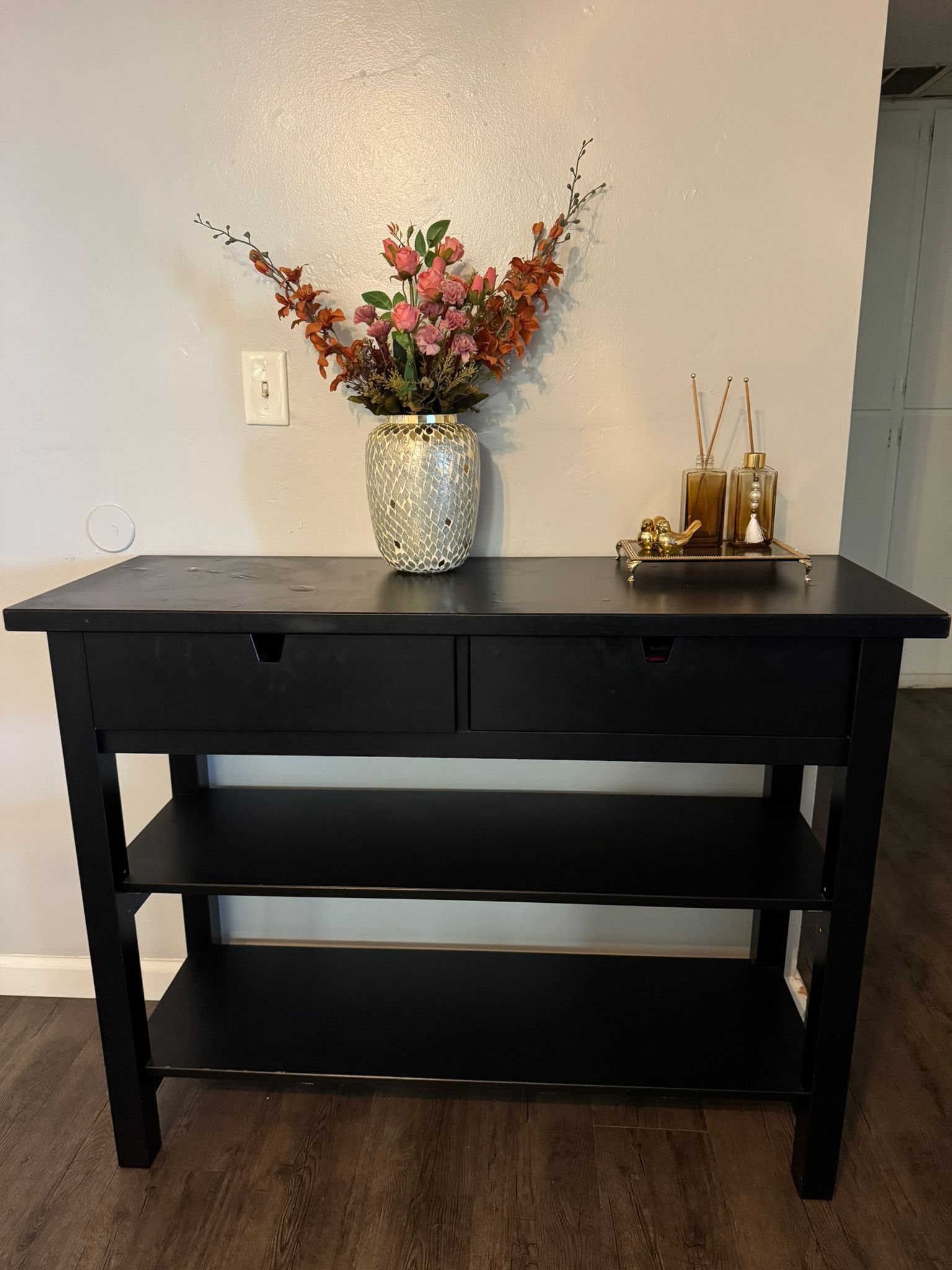 Black Console Table with Shelves