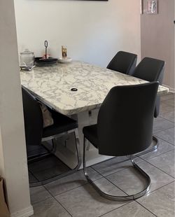 Marble Top Dining Table with 5 Chairs