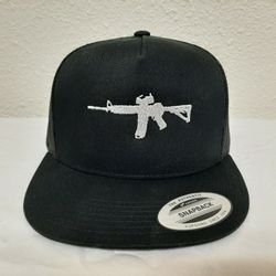 M4 Carbine Rifle 2nd Amendment Flat Bill Trucker Mesh Snapback Cap Hat