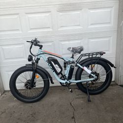 Electric Bike, 52V 25Ah 4000W Dual Motors, 24" Fat Tires Adult, 38mph Up to 110 Mile Range, Full Suspension, Hydraulic Brakes Class 3 Ebike, for Off-R
