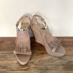 Worn twice G.I.L.I leather fringe wedge sandals. Sz 8