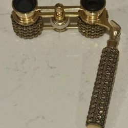 Vintage Mignon 2.5X Black Rhinestone Opera Glasses J-E56 Japan Theatre Glam