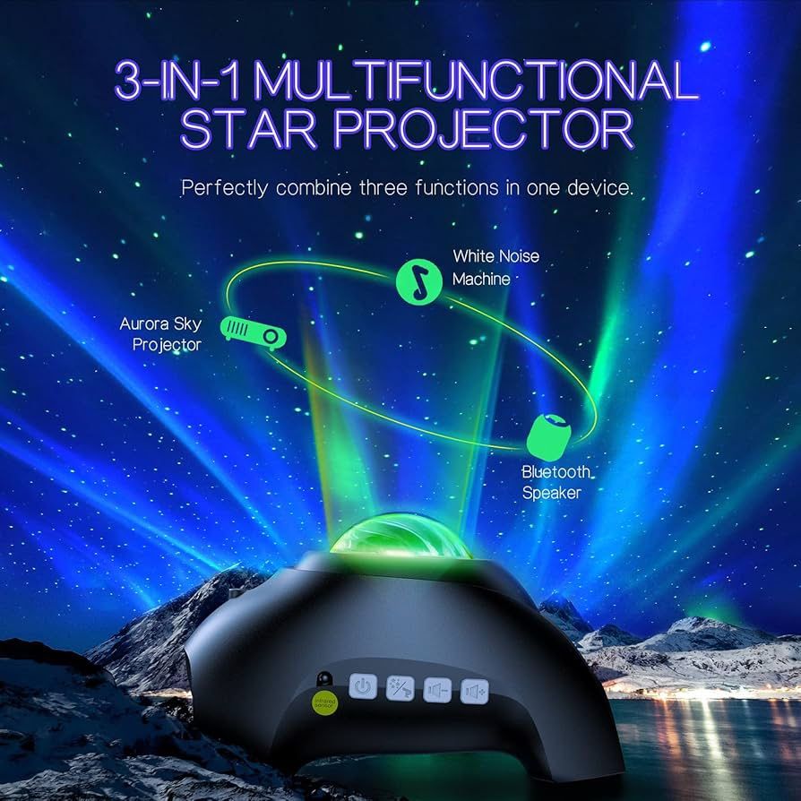 Northern Galaxy Light Aurora Projector & Bluetooth Speaker & White Noise