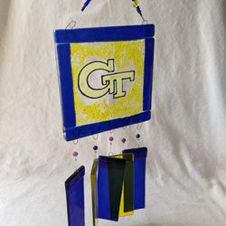 Handmade GT Stained Glass Wind Chime Sun Catcher