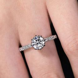"Refine Pure Gemstone CZ Thin Elegant Silver Rings for Women, VP1581