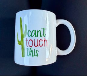 Stoneware Royal Norfolk Coffee Mug Cocoa Cup Can't Touch This, Cactus Fun Humor