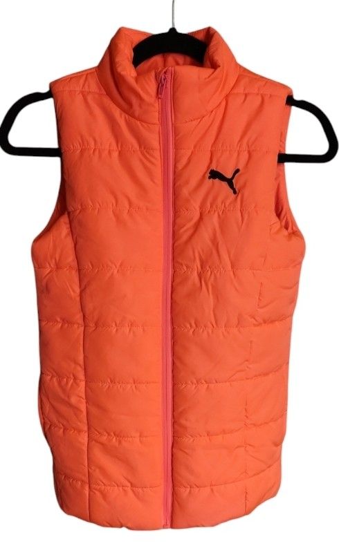 Girls Puma Quilted Puffer Vest Neon Pink/Salmon Full Zip, Pockets, and Insulated
Size M 10/12