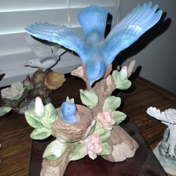 Blue Bird And Chick Figurine