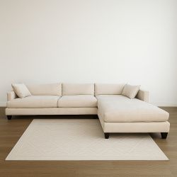 White Deep Sectional Sofa with Chaise