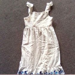 Old Navy White Dress With Blue Floral Design
