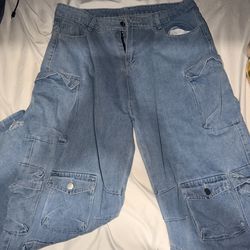 Denim Cargo Pants