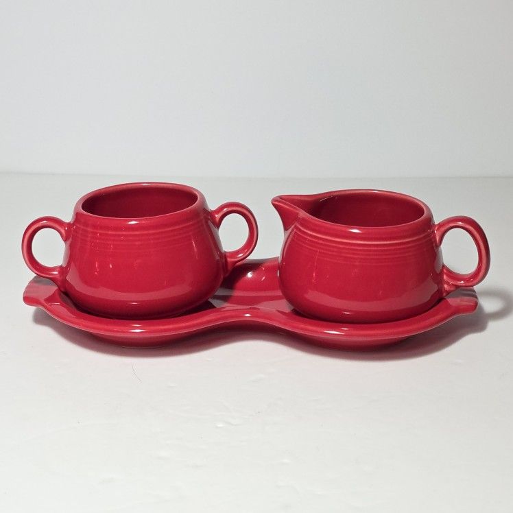 Fiestaware Scarlet Sugar Bowl Creamer Tray