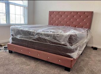Elegance button tufted bed frames available in all sizes king queen twin full!