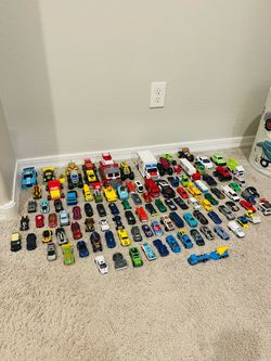 Assortment of Cars and Trucks with Cute Trick Bin for Storage