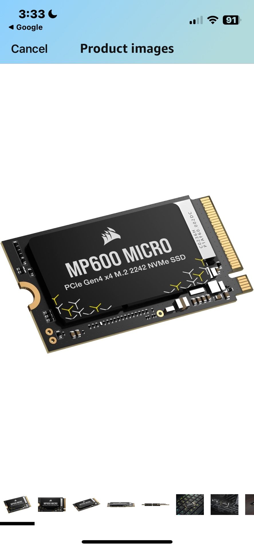 Corsair MP600 Micro 1TB M.2 NVMe PCIe x4 Gen4 2 SSD 