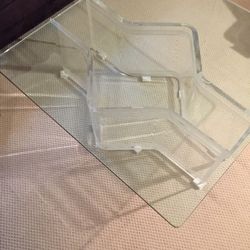 Square Glass Coffee Table with Lucite Base