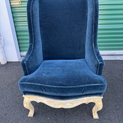 William Switzer Velvet Louis XV Style Country French Wingback Chair