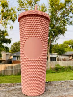Coral Matte Studded 24oz Straw Cold Cup Tumbler