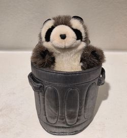 Folkmanis Raccoon In Trash Can Hand Puppet Plush
