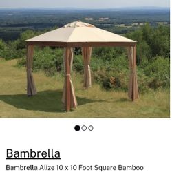 Bambrella Alize 10 x 10 Foot Square Bamboo Pavilion Patio Gazebo
